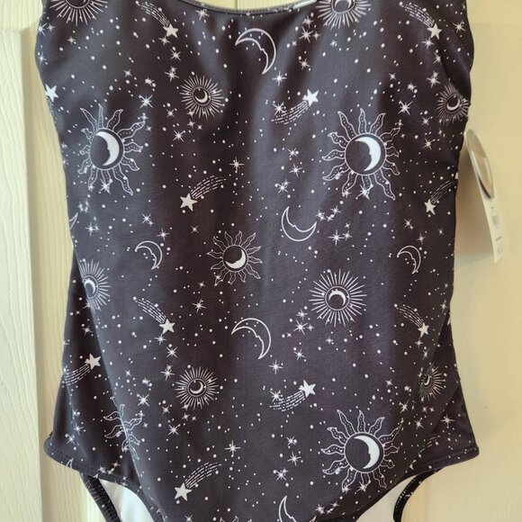 No Boundaries Black Swimsuit Bathing Suit Size S Celestial Stars and Moon Print - Picture 2 of 10